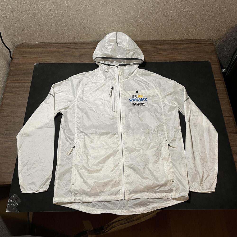 Apple HBCU Scholars Jacket Mens Large White Embroidered Full Zip Windbreaker